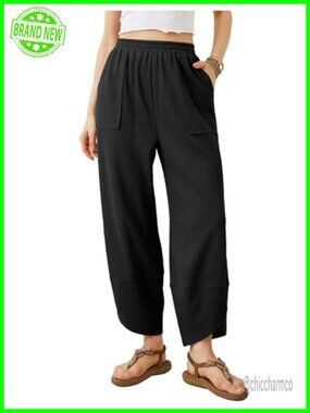 Women's Baggy Wide Leg Harem Pants Casual Elastic Waist Pull On